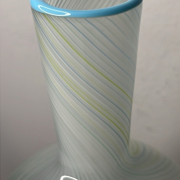 Dansk Blue and Green Mezza Filigrana Swirl Vintage 90s Art Glass Gourd Vase - Picture 7 of 8